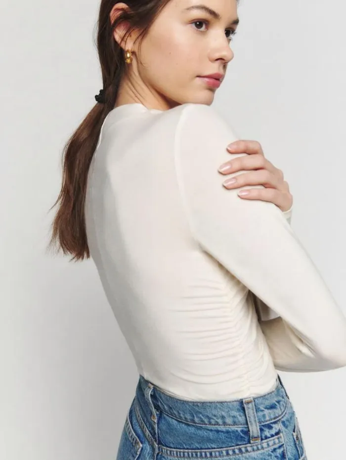 The Reformation Zylah Knit Top Cream 8211 Clothing