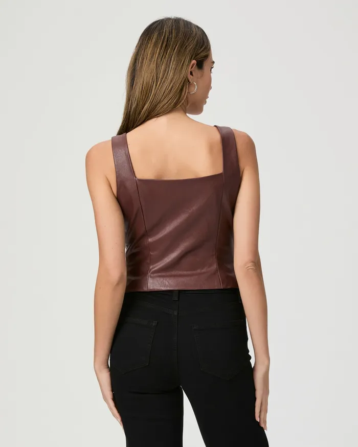 Tops and Blouses PAIGE Women Irene Top 8211 Rum Raisin Faux Leather