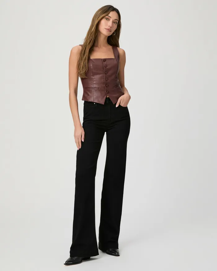 Tops and Blouses PAIGE Women Irene Top 8211 Rum Raisin Faux Leather