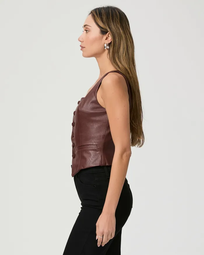 Tops and Blouses PAIGE Women Irene Top 8211 Rum Raisin Faux Leather