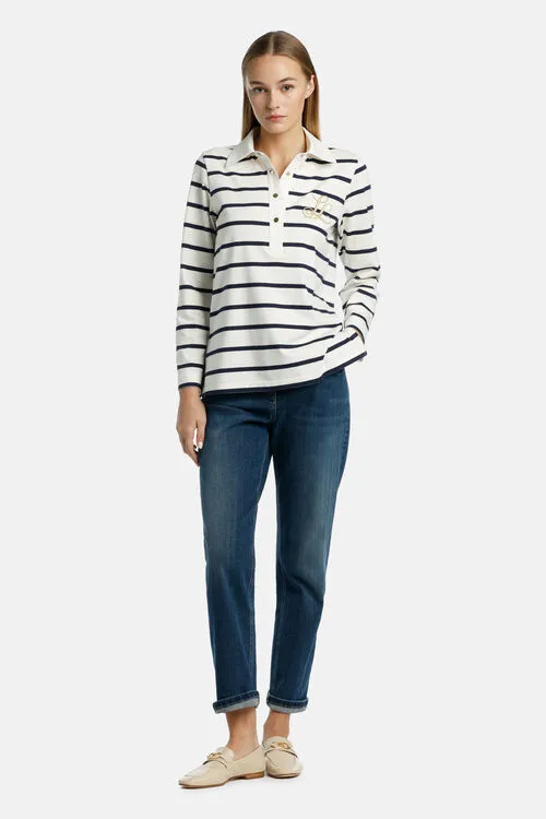 Tops and TShirts Luisa Spagnoli Women Biografo Biografo CreamBlue Tops and TShirts Luisa Spagnoli Women Biografo Biografo CreamBlue