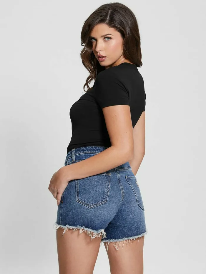 Tops Eco Ombre Rhinestone Monogram Tee Black 8211 GUESS Women Tops Eco Ombre Rhinestone Monogram Tee Black 8211 GUESS Women