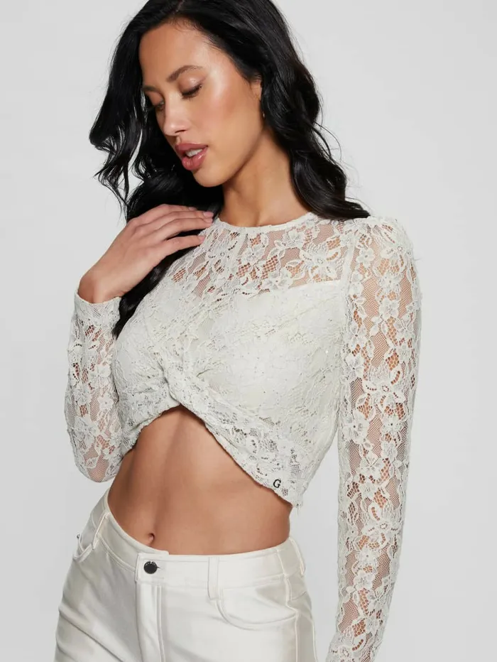 Tops GUESS Women Ariel Lace Top Pearl Oyster Multi