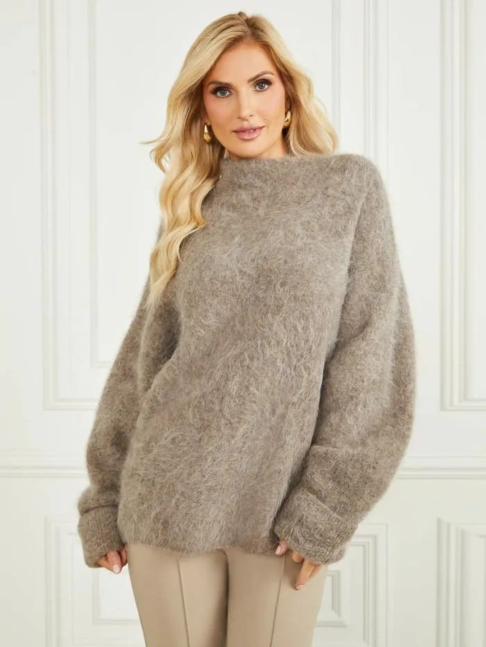 Tops GUESS Women Tanya Furry Sweater Sahara Trip Multi