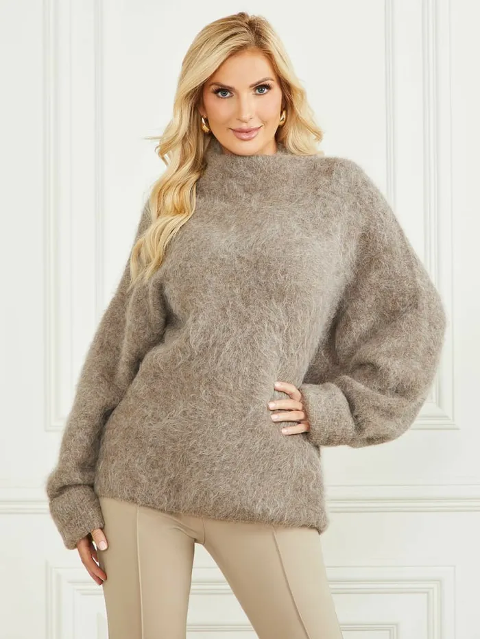 Tops GUESS Women Tanya Furry Sweater Sahara Trip Multi