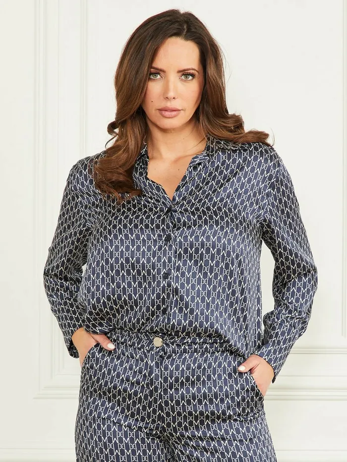 Tops Lisa Monogramed Shirt New Monogram Secret Blue GUESS Women Tops Lisa Monogramed Shirt New Monogram Secret Blue GUESS Women