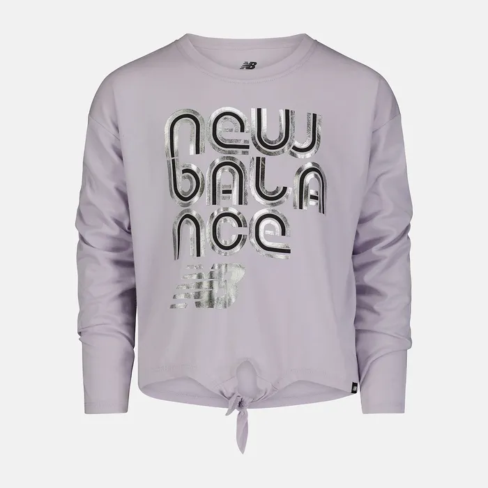 Tops New Balance Kids Girls Long Sleeve Knotted Tee GREY VIOLET