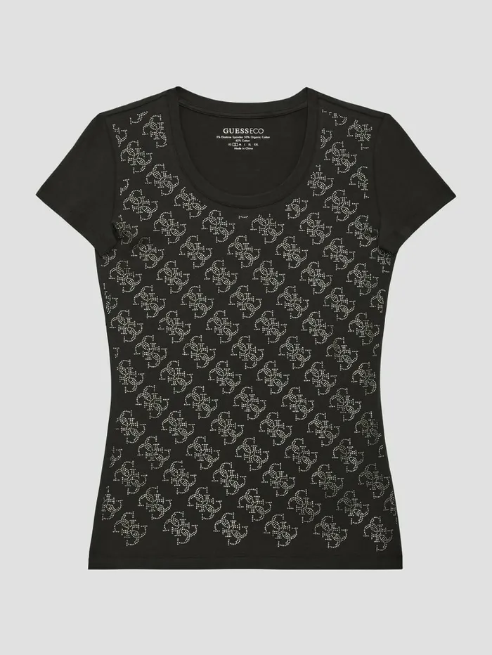 Tops Women Rhinestone Quattro G Tee Black GUESS Tops Women Rhinestone Quattro G Tee Black GUESS
