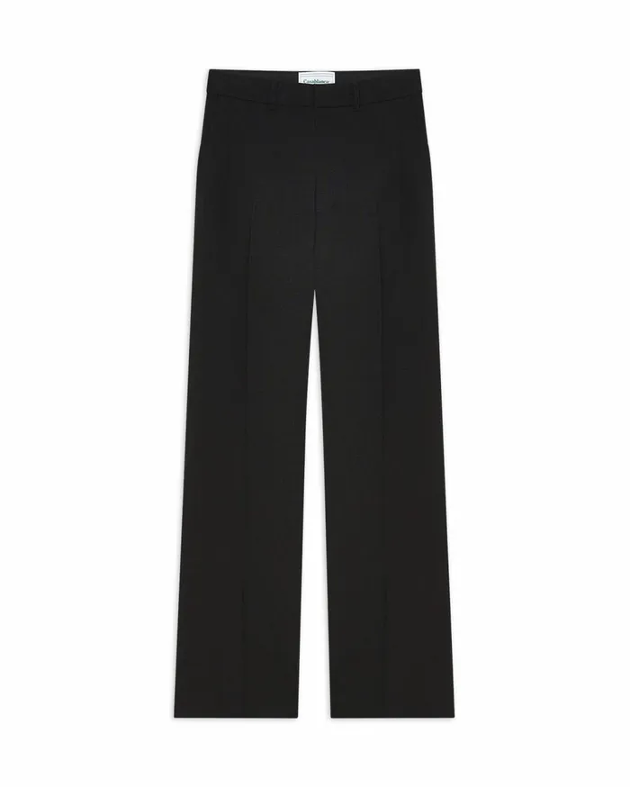 Trousers and Shorts Men Casablanca Paris Black Silk Suiting Wide Leg Trousers