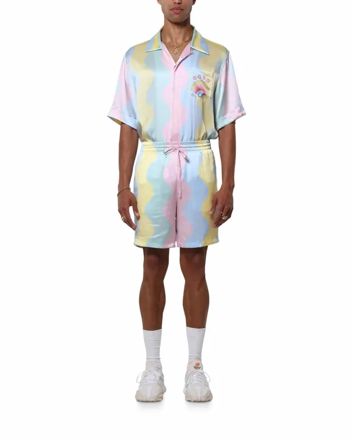 Trousers and Shorts Men Casablanca Paris Casa Shell Wave Silk Shorts
