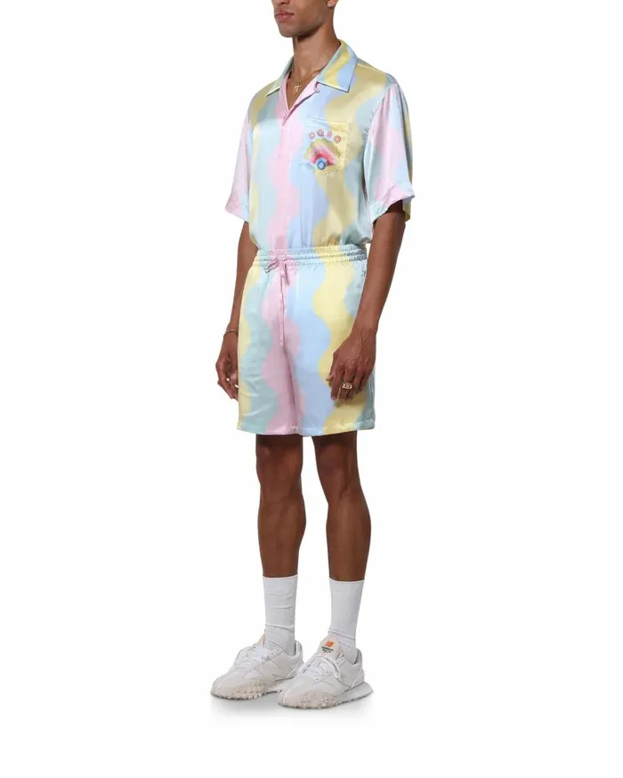 Trousers and Shorts Men Casablanca Paris Casa Shell Wave Silk Shorts