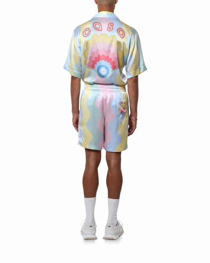 Trousers and Shorts Men Casablanca Paris Casa Shell Wave Silk Shorts