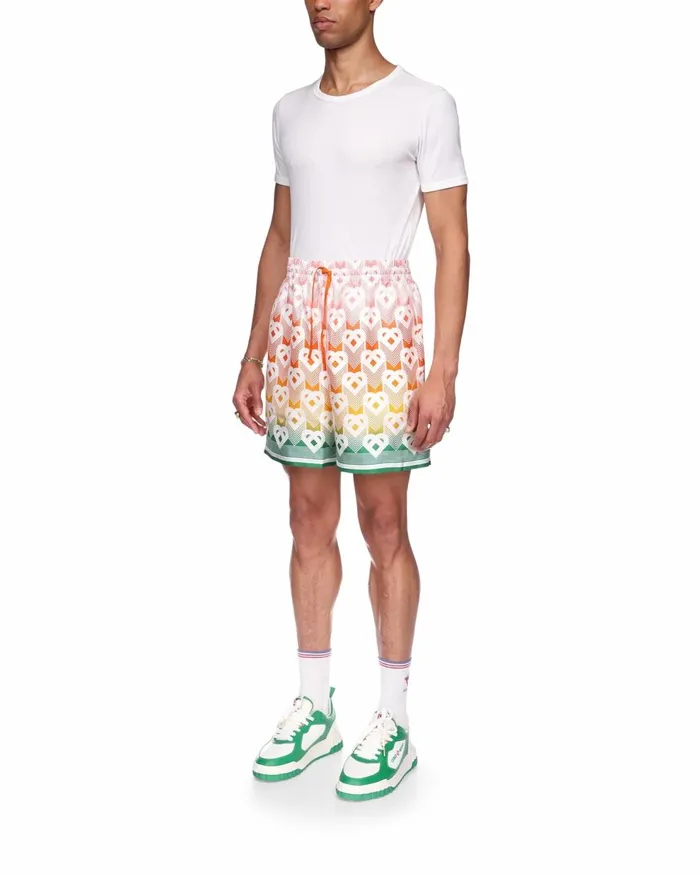 Trousers and Shorts Men Casablanca Paris Gradient Heart Monogram Silk Shorts