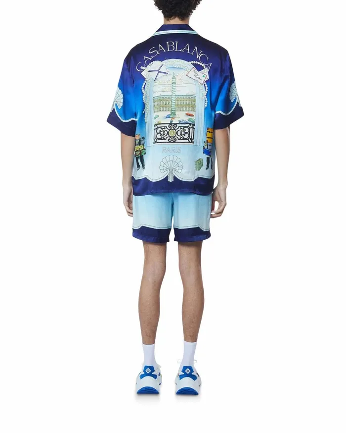 Trousers and Shorts Men Casablanca Paris Place Vendome Silk Shorts