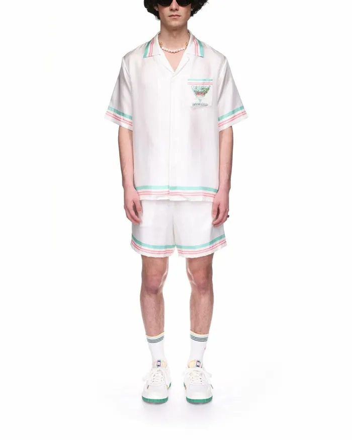 Trousers and Shorts Men Casablanca Paris Tennis Club Icon Silk Shorts Trousers and Shorts Men Casablanca Paris Tennis Club Icon Silk Shorts