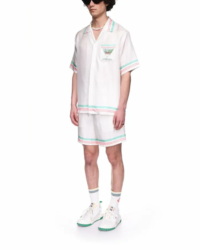 Trousers and Shorts Men Casablanca Paris Tennis Club Icon Silk Shorts Trousers and Shorts Men Casablanca Paris Tennis Club Icon Silk Shorts