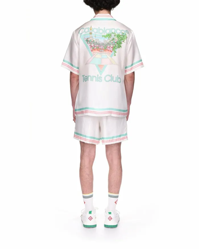 Trousers and Shorts Men Casablanca Paris Tennis Club Icon Silk Shorts Trousers and Shorts Men Casablanca Paris Tennis Club Icon Silk Shorts