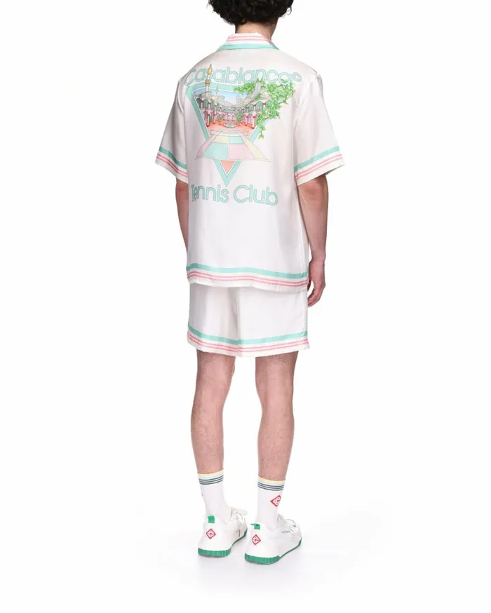 Trousers and Shorts Men Casablanca Paris Tennis Club Icon Silk Shorts Trousers and Shorts Men Casablanca Paris Tennis Club Icon Silk Shorts