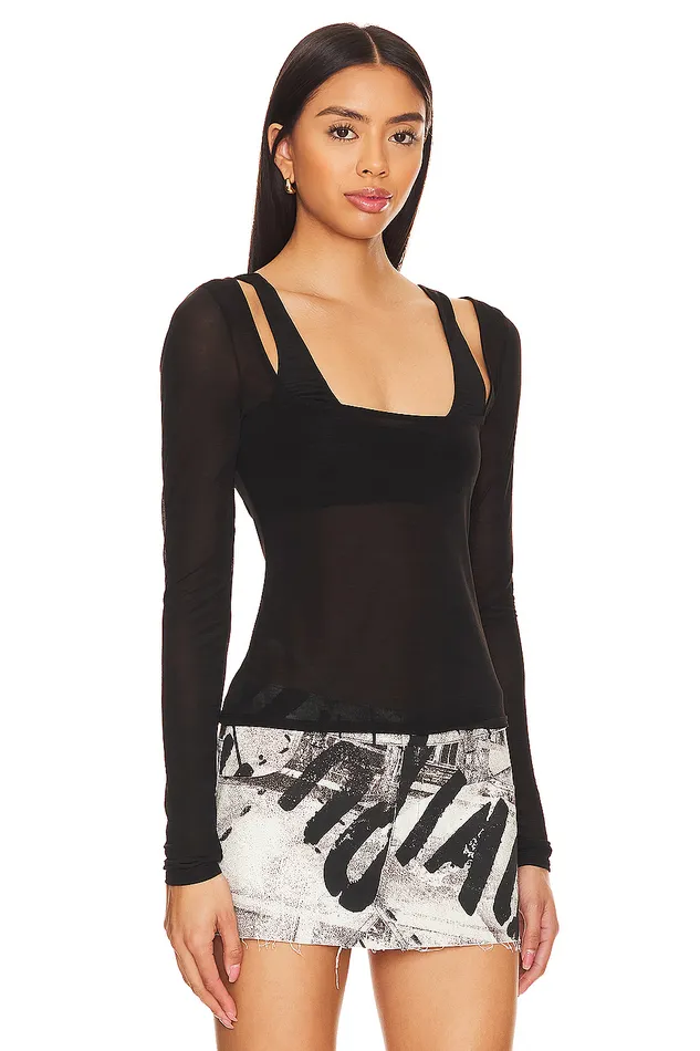 Ula Sheer Top Black Women Lovers and Friends Tops Ula Sheer Top Black Women Lovers and Friends Tops