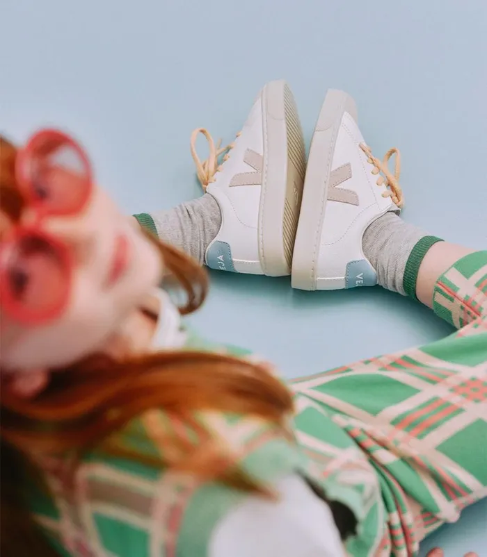 VEJA ESPLAR LACES CHROMEFREE LEATHER WHITE SABLE STEEL Kids Esplar