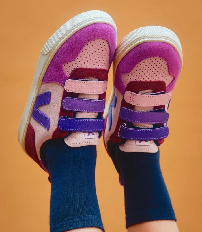 VEJA V10 CHROMEFREE LEATHER MULTICO PETALE Kids V10