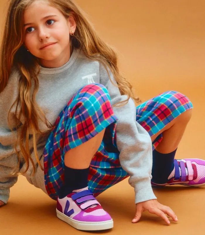 VEJA V10 CHROMEFREE LEATHER MULTICO PETALE Kids V10