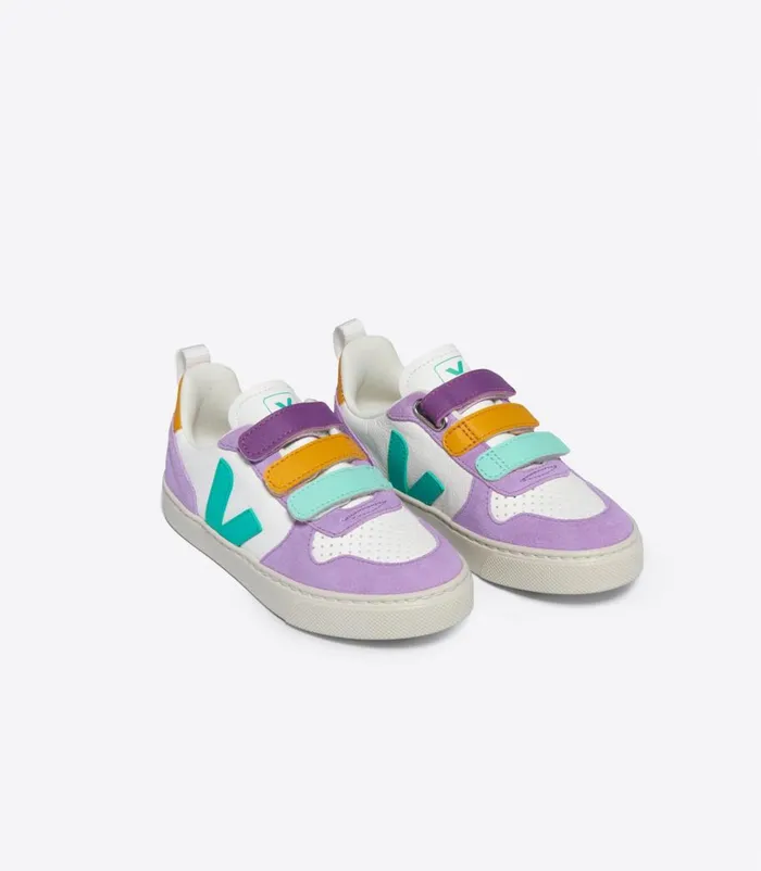 VEJA V10 CHROMEFREE LEATHER WHITE MULTICO FRESHMINT Kids V10