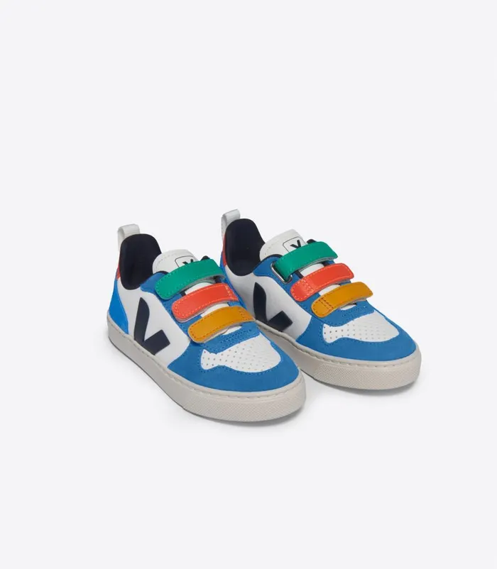 VEJA V10 CHROMEFREE LEATHER WHITE MULTICO NAUTICO Kids V10