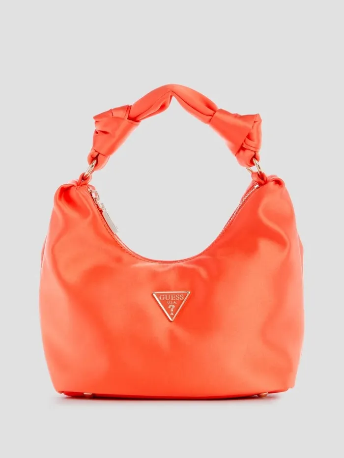 Velina Satin Hobo Bag Orange Handbags GUESS Women