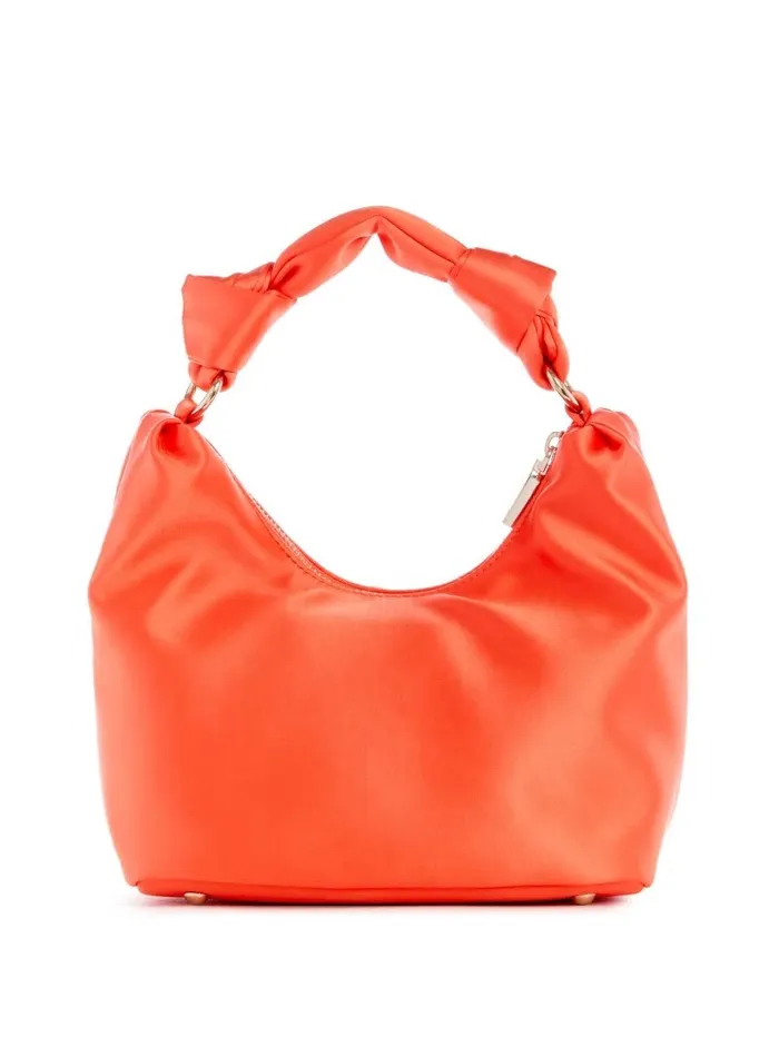 Velina Satin Hobo Bag Orange Handbags GUESS Women Velina Satin Hobo Bag Orange Handbags GUESS Women