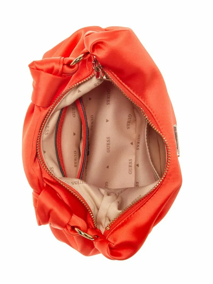 Velina Satin Hobo Bag Orange Handbags GUESS Women Velina Satin Hobo Bag Orange Handbags GUESS Women