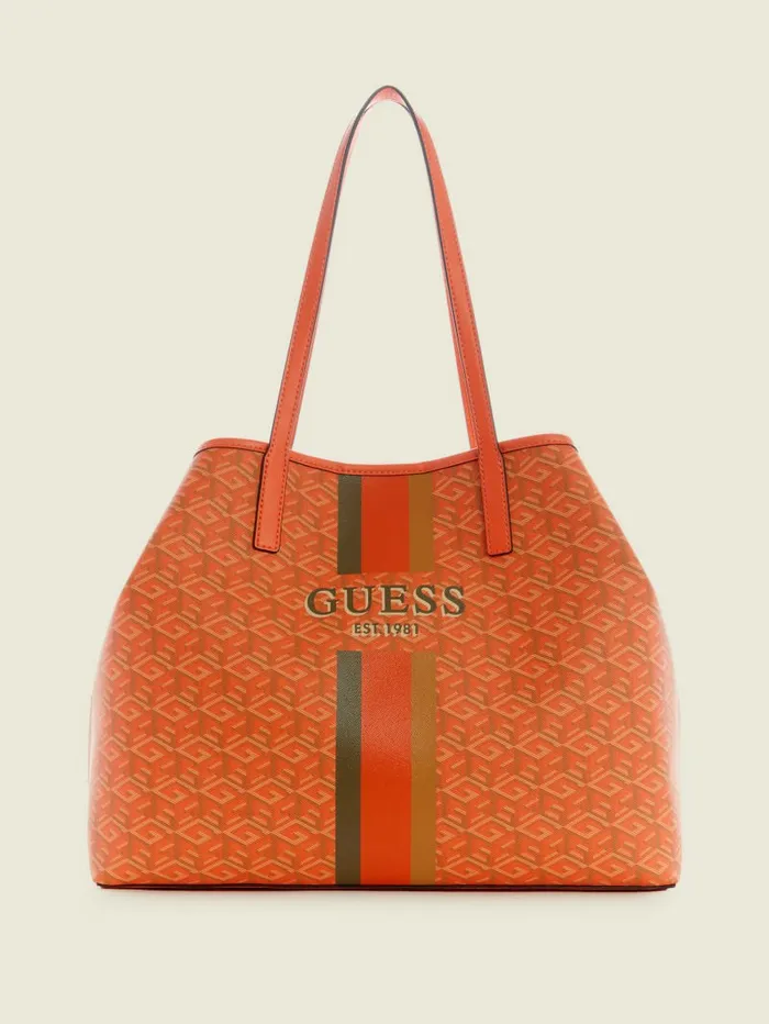 Vikky Large Tote Orange Logo Women Handbags GUESS
