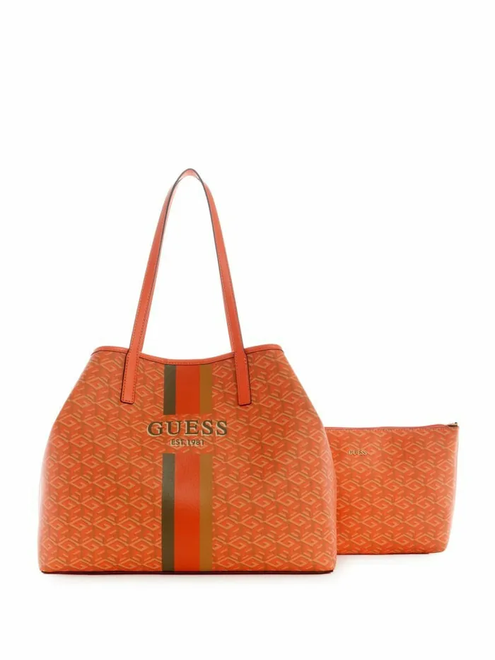 Vikky Large Tote Orange Logo Women Handbags GUESS Vikky Large Tote Orange Logo Women Handbags GUESS