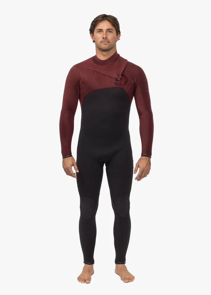Vissla High Seas II 43 Full Chest Zip Wetsuit Wine Men High Seas Wetsuits