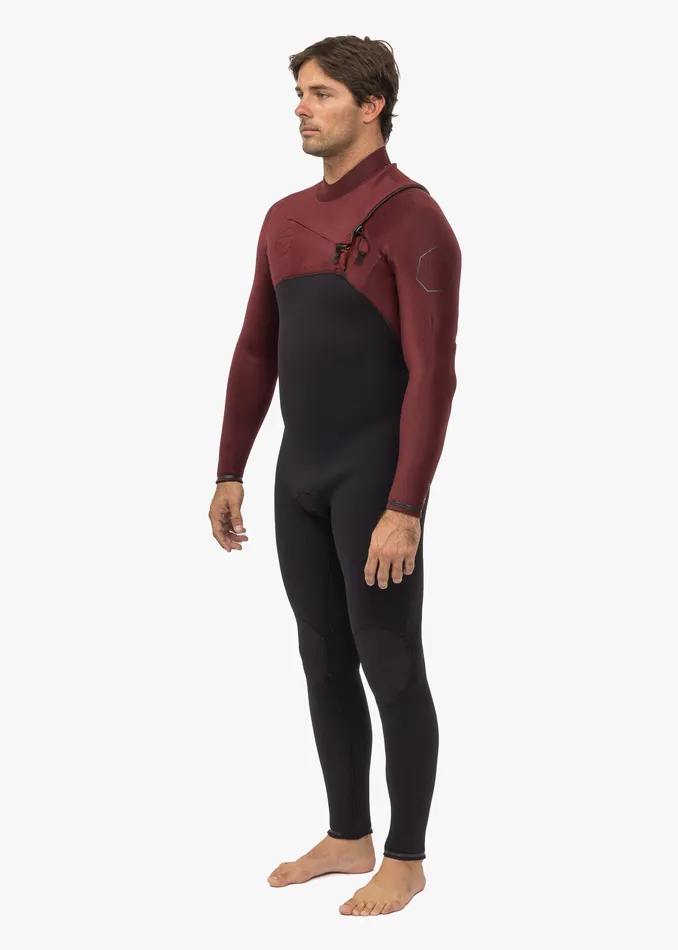 Vissla High Seas II 43 Full Chest Zip Wetsuit Wine Men High Seas Wetsuits