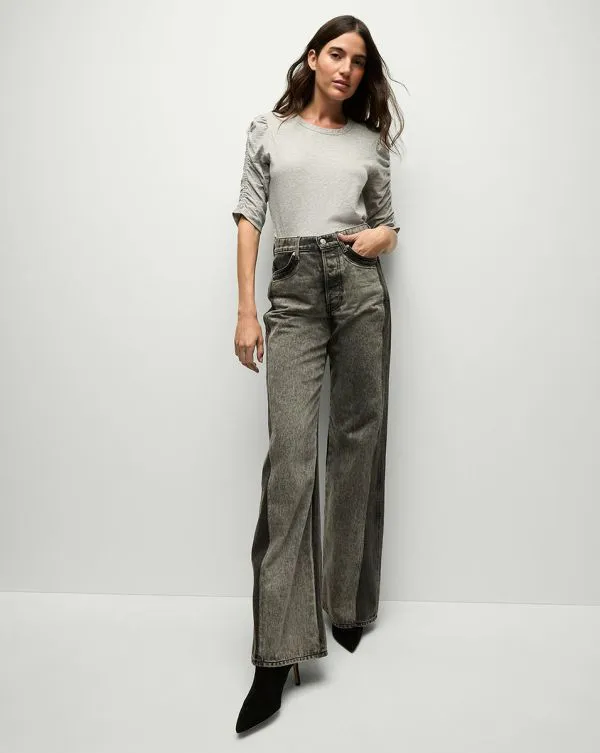 Waldorf RuchedSleeve Tee Heather Grey Women Veronica Beard Tops Waldorf RuchedSleeve Tee Heather Grey Women Veronica Beard Tops