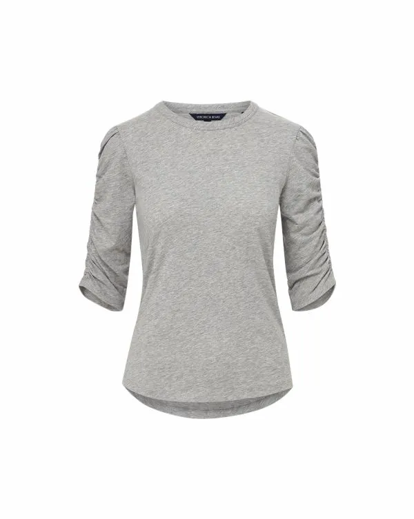 Waldorf RuchedSleeve Tee Heather Grey Women Veronica Beard Tops Waldorf RuchedSleeve Tee Heather Grey Women Veronica Beard Tops