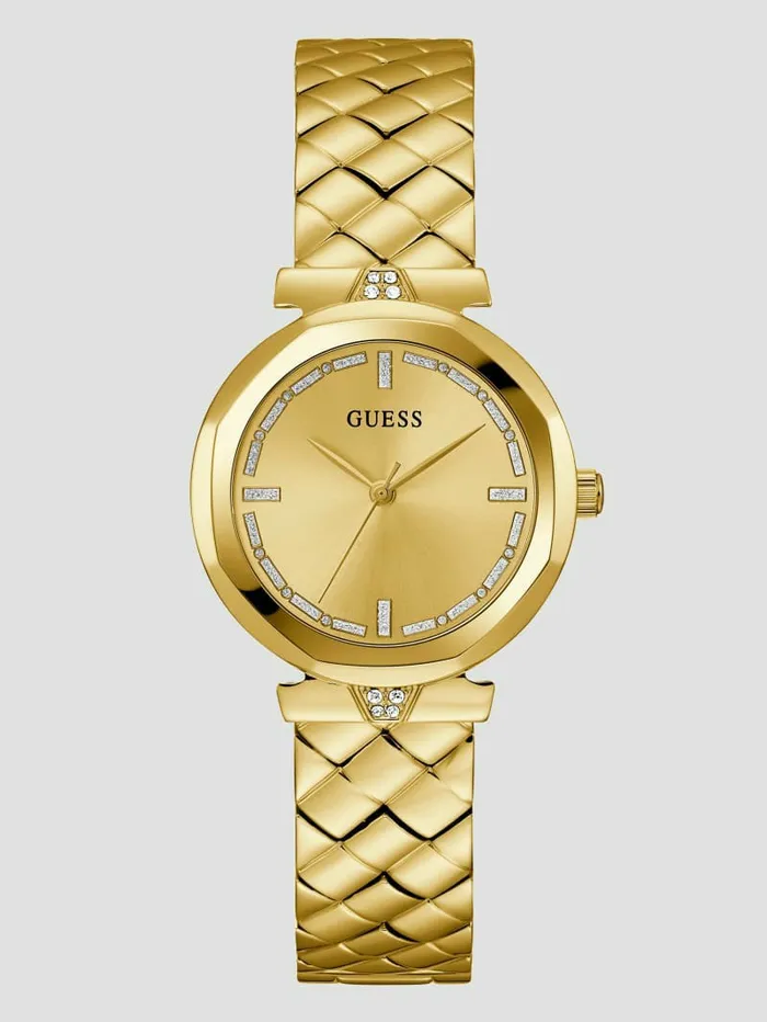 Watches GUESS Women GoldTone Circle Analog Watch Gold