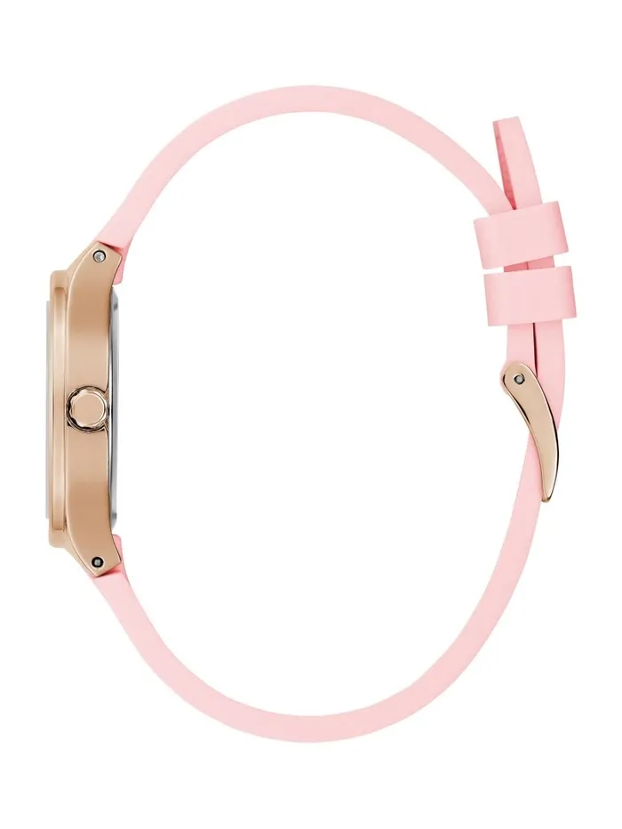 Watches Women Pink Analog Silicon Watch Silver GUESS Watches Women Pink Analog Silicon Watch Silver GUESS