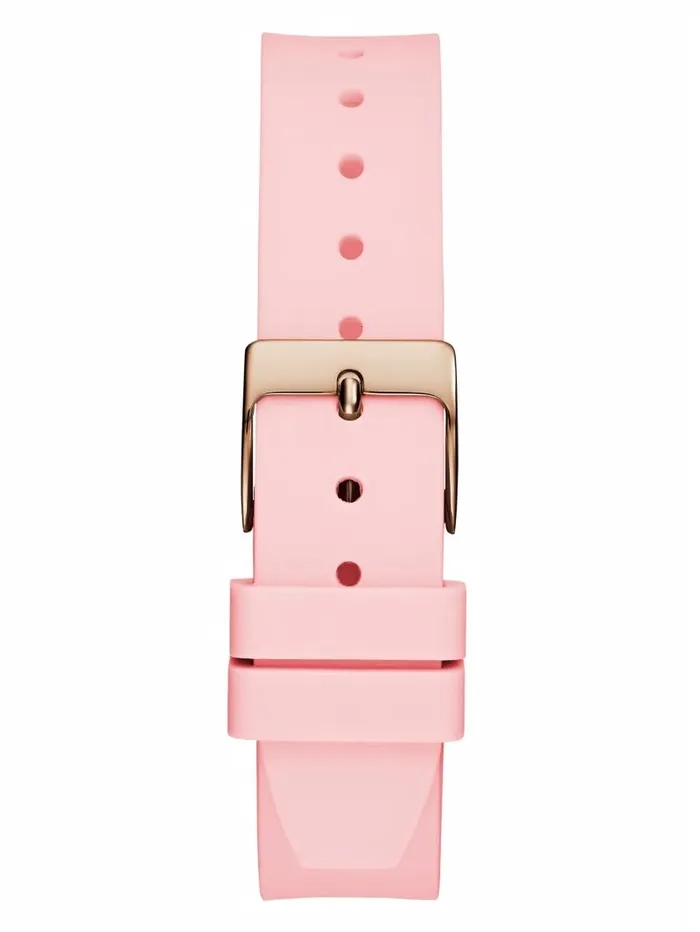 Watches Women Pink Analog Silicon Watch Silver GUESS Watches Women Pink Analog Silicon Watch Silver GUESS