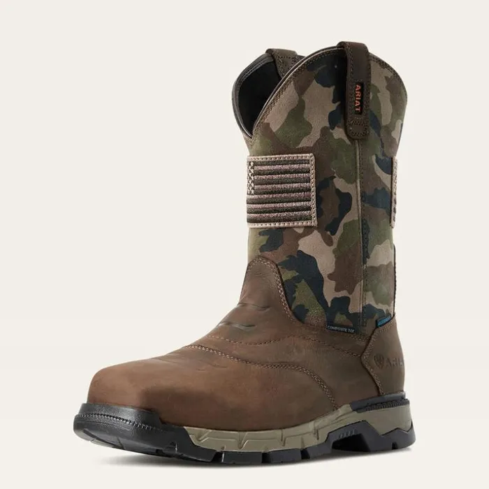 Western Boots Men Ariat Rebar Flex Patriot Waterproof Composite Toe Work Boot Dark Brown Western Boots Men Ariat Rebar Flex Patriot Waterproof Composite Toe Work Boot Dark Brown