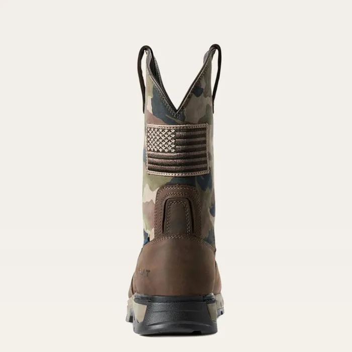 Western Boots Men Ariat Rebar Flex Patriot Waterproof Composite Toe Work Boot Dark Brown