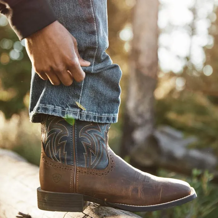 Western Boots Men Ariat Sport Sidebet Western Boot Distressed Brown