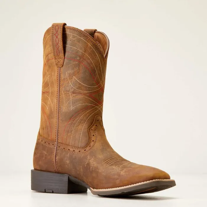 Western Boots Men Ariat Sport Wide Square Toe Cowboy Boot Distressed Brown Western Boots Men Ariat Sport Wide Square Toe Cowboy Boot Distressed Brown