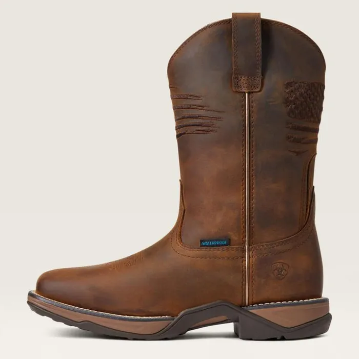 Western Boots Women Ariat Anthem Patriot Waterproof Western Boot Distressed Brown