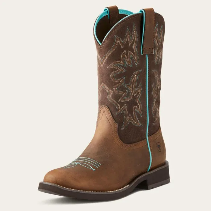 Western Boots Women Ariat Delilah Round Toe Western Boot Distressed Brown