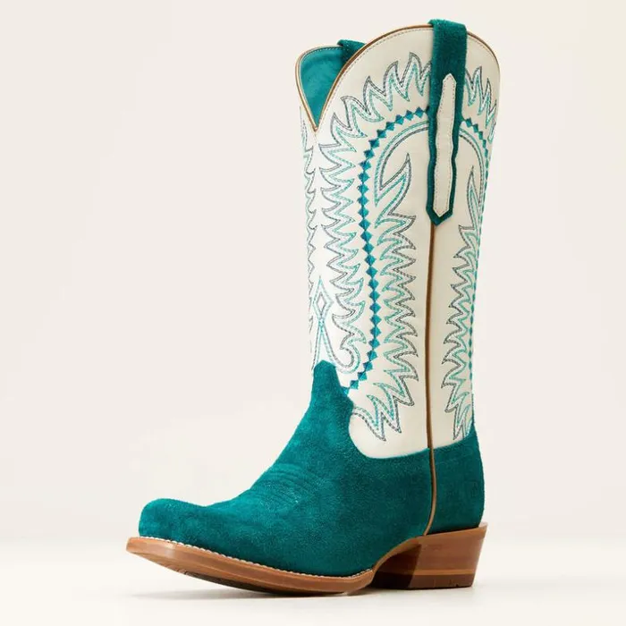 Western Boots Women Ariat Derby Monroe Western Boot Ancient Turquoise Roughout