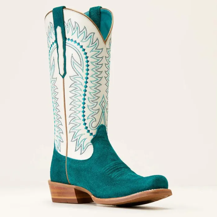 Western Boots Women Ariat Derby Monroe Western Boot Ancient Turquoise Roughout