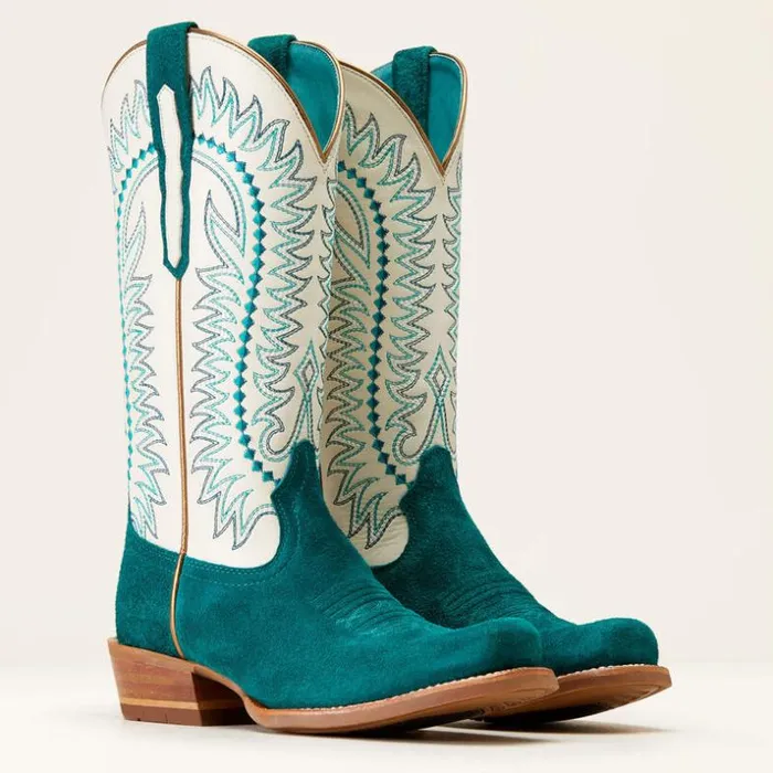 Western Boots Women Ariat Derby Monroe Western Boot Ancient Turquoise Roughout