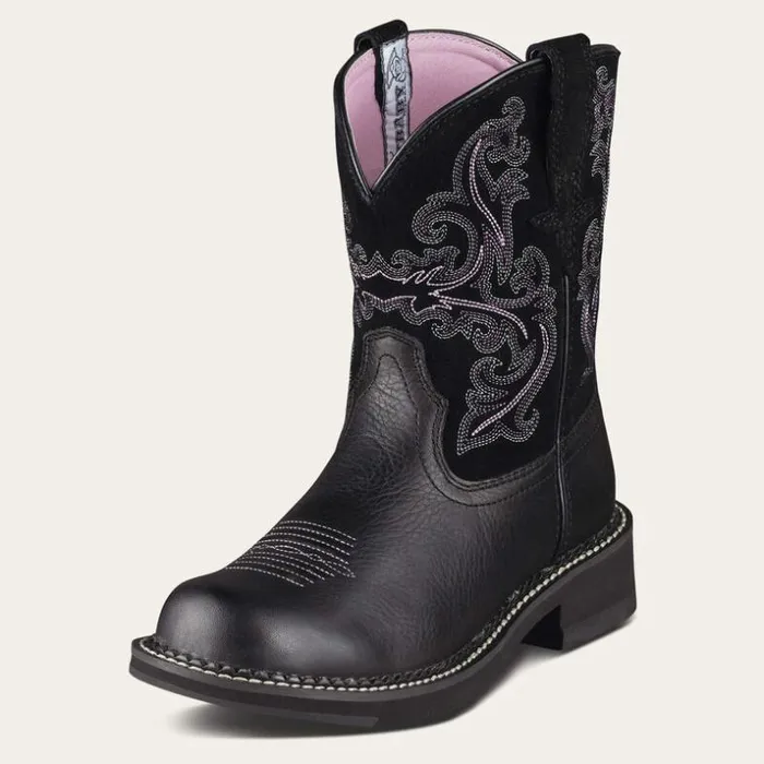 Western Boots Women Ariat Fatbaby II Western Boot Black Deertan